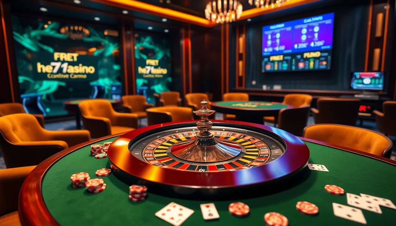 An engaging casino scene featuring a roulette wheel and vibrant poker chips, representing 11win net excitement.