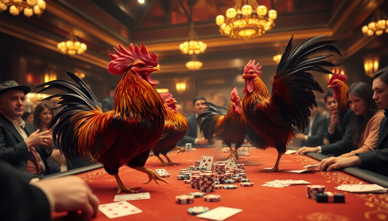 Witness the thrilling cockfighting action with essential thuật ngữ đá gà at a luxury casino.