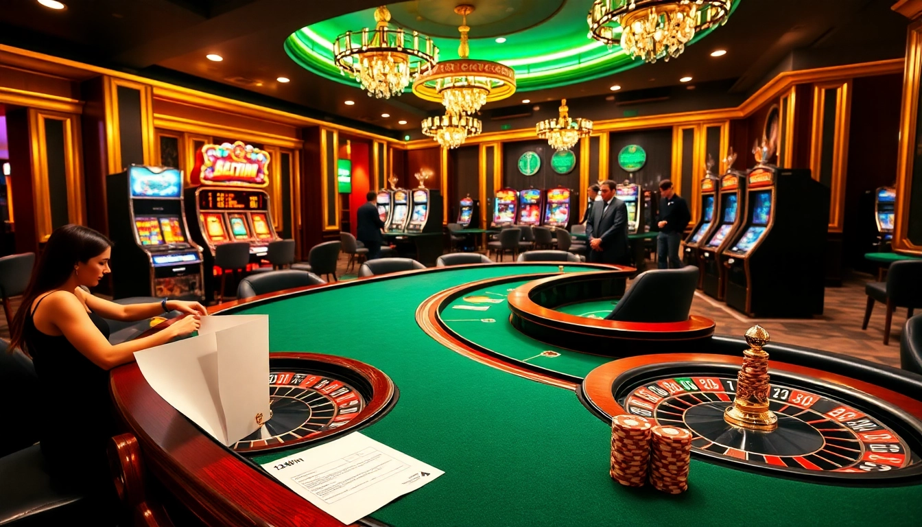 A vibrant casino scene inviting players to explore thrilling games at link 13Win with poker, roulette, and more.