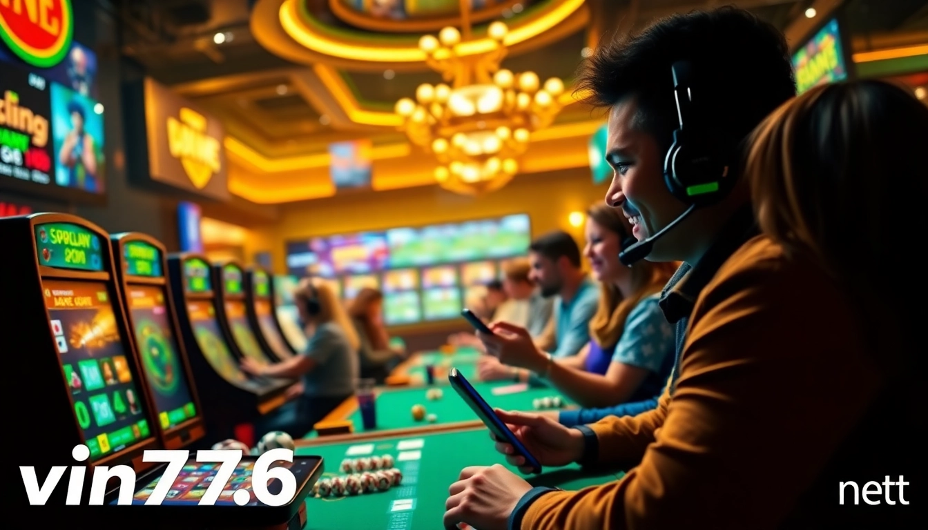 Exciting online gambling scene at vin777.gb.net featuring diverse games and vibrant atmosphere.