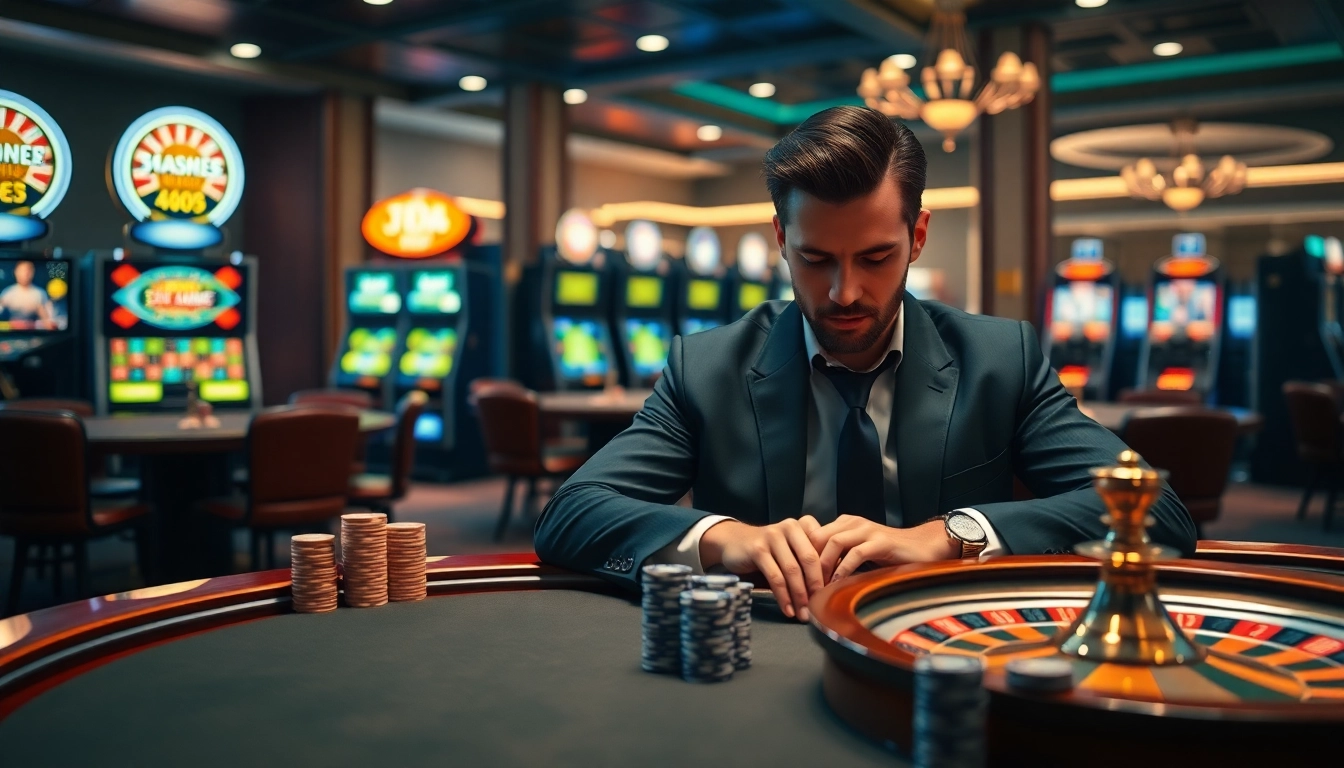 Engage with innovative game ai in a luxurious casino scene, featuring poker tables and vibrant chips.