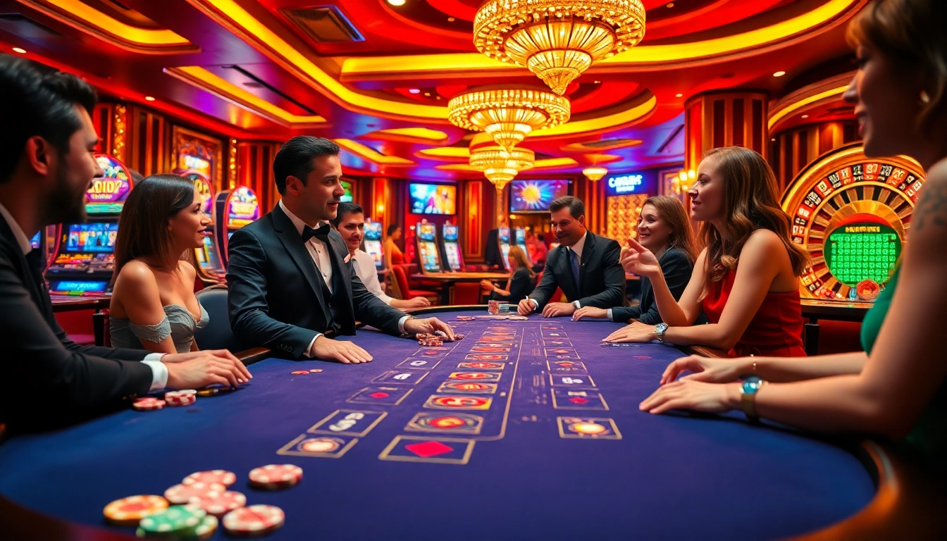 Sunwin players enjoying an exciting blackjack game at a luxurious casino table.