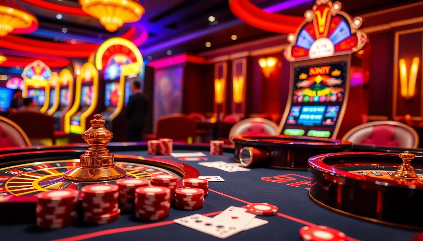 Players experiencing exhilarating gameplay at a sunwin casino table with stylish poker chips and cards.