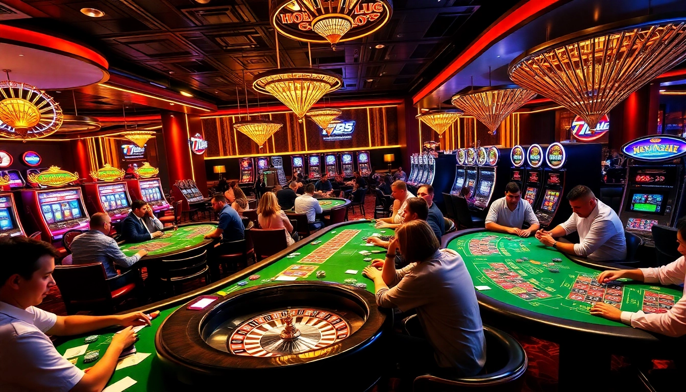 Excited players at 789club engaging in vibrant casino games including blackjack and poker.