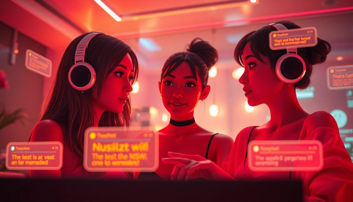 Engaging ai nsfw chat interaction between users and AI avatars, creating an intimate virtual roleplay atmosphere.